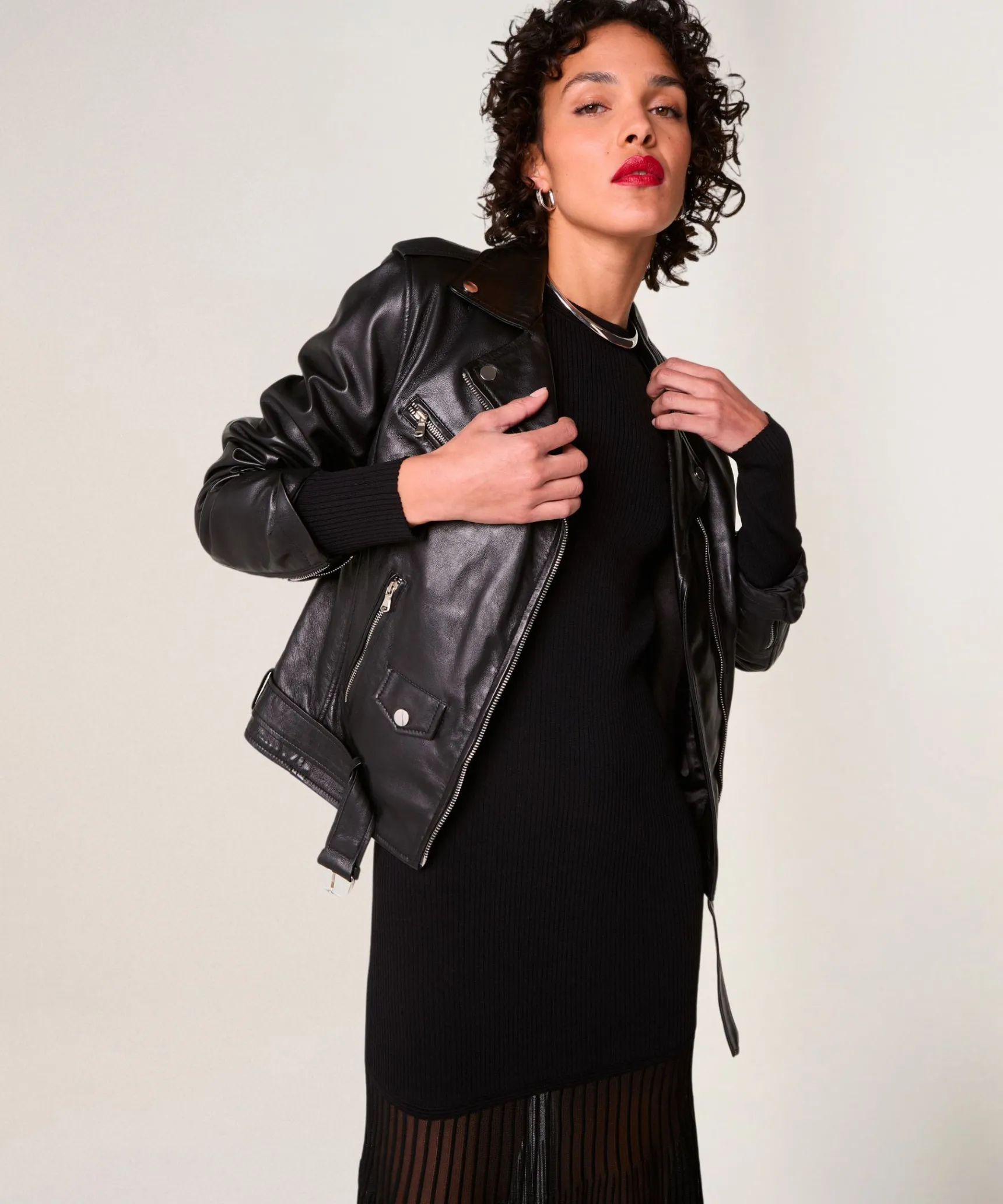 Outlet Rodier Veste perfecto en cuir noir