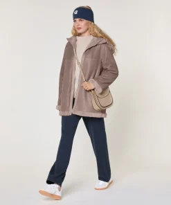 Rodier Veste reversible en peau lainée marron taupe