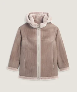 Rodier Veste reversible en peau lainée marron taupe